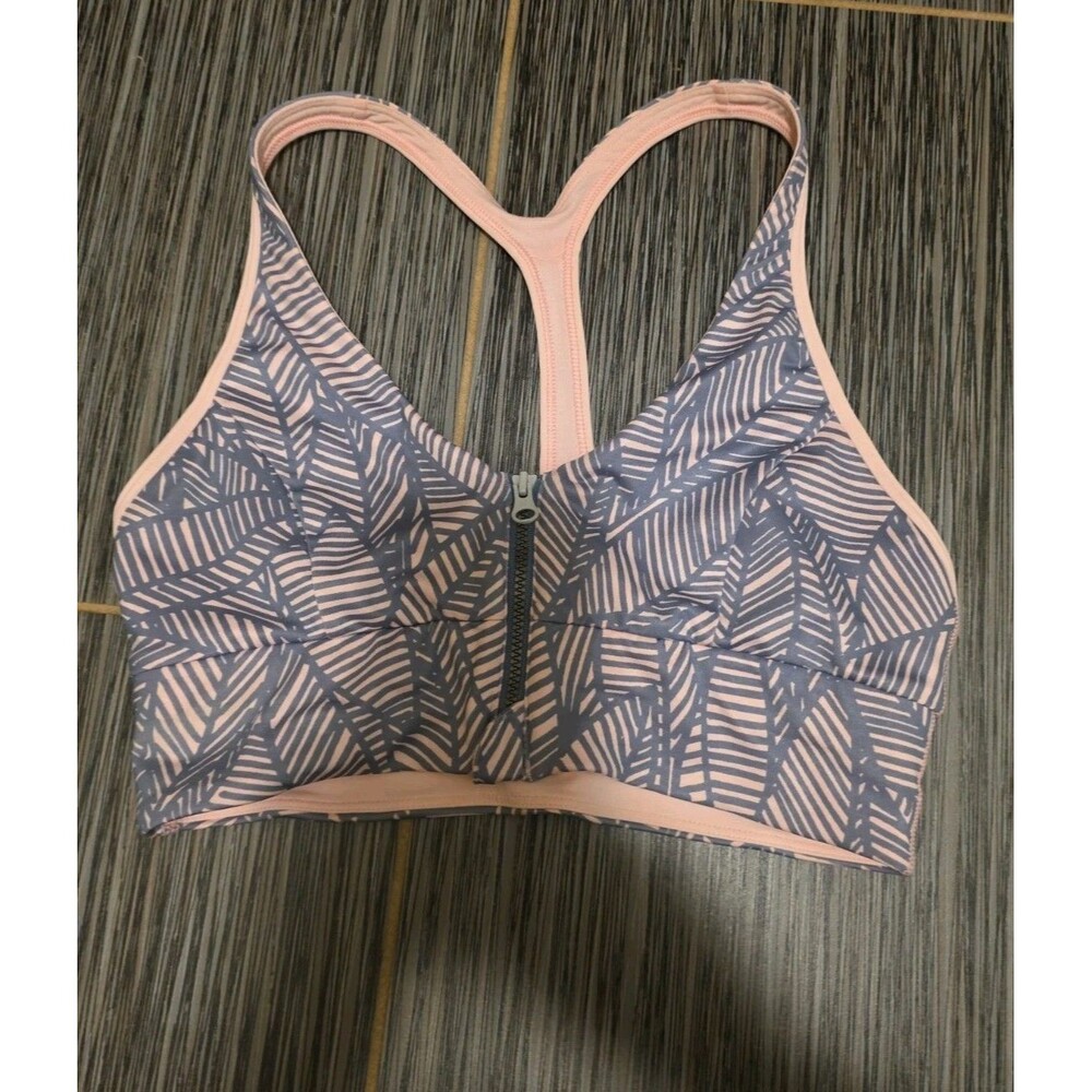 Lululemon 6 Sports Bra Cool To Street Zipper Racerback Pink Gray Zip Sportsbra